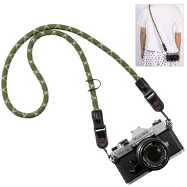 [Yullmu] Camera Strap Camera Neck Strap Anchor Design with Triangle Ring 3 Layer SLR Camera Climbing Rope Green