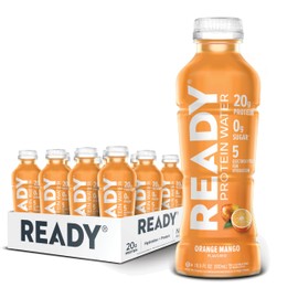Ready® Protein Water – 20g Whey Protein Isolate, Zero Sugar, Low-Calorie Sports Drink for Hydration & Recovery – Electrolytes, Essential Amino Acids – Orange Mango, 16.9 fl oz Bottles (12-Pack)
