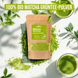 RheinNatur Organic Matcha Green Tea Powder 150 g - 100% Organic Matcha - Ideal for Matcha Tea & Matcha Latte - Rich in Minerals, Vitamins & Antioxidants