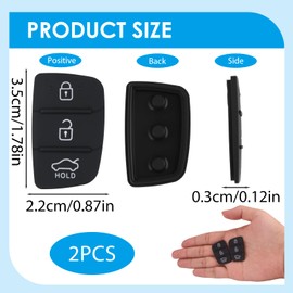 2Pcs 3 Button Key Fob Cover Rubber Car Key Fob Case Replacement Auto Key Accessories for Accent Santa Fe Elantra Tucson Hyundai i10 i20 i30 i40 ix20 ix30 ix35 ix45 ix55 Remote Control Pad
