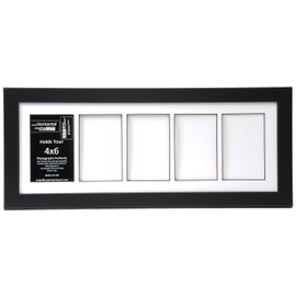 Creative Letter Art [8x22bk-w] 5 Opening Glass Face Black Picture Frame Holds 4x6 Media with White Collage Mat