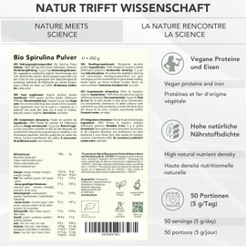 Bionutra Spirulina Organic (arthros Pira Plat Ensis), Pulverform, No Additives, Rückstandskontrolliert from Controlled Organic Wash 250g