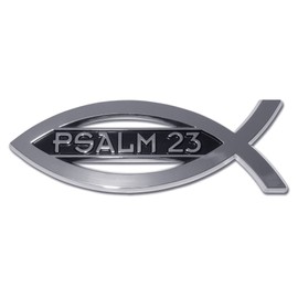 Elektroplate Christian Fish Psalm 23 OEM Chrome Emblem for Cars, Trucks, and All Auto | Universal Fit at 4" x 1.4" | Weatherproof