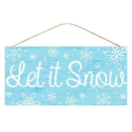 Craig Bachman Let it Snow Christmas Sign with Snowflakes for Wall Door Hanger Winter Decor Wreath Accent/Attachment, Wood MDF, Blue/White, 12.5 Inch, 1/pkg