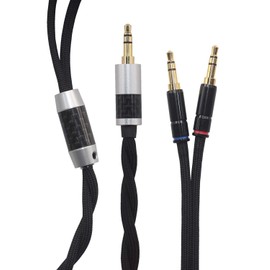 KK CABLE PR-T HIFI 3.5mm Male to 2 x 3.5mm Version Upgrade Cable Replacement Cable for Hifiman HE-4xx, Arya SE, HE 6SE, Ananda, Monoprice M1070, Beyerdynamic T1 and More PR-T (1.5M)