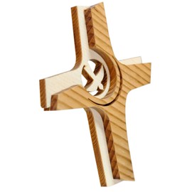 Kaltner Präsente Geschenkidee - 16 cm Wandkreuz Echtes Holz Kreuz Fichte Kruzifix mit Taube für die Wand modern gefertigt im Grödner Tal Südtirol