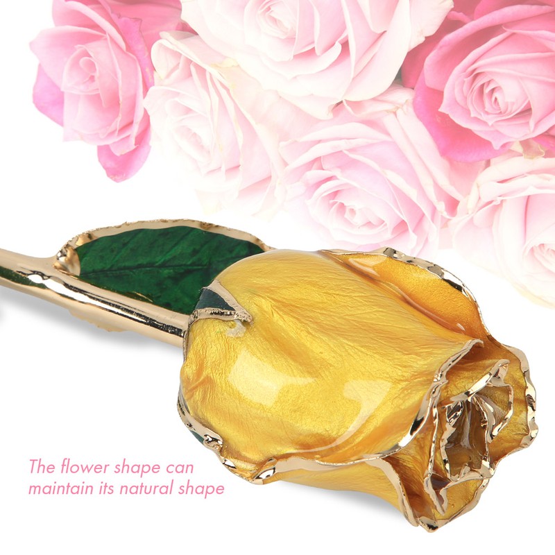 Golded Rose Flower Yellow 24K with Base Gift Decoration for