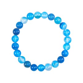 Ouubuuy Blue Stripe Agate Crystal Beads Bracelet 8mm Natural Gemstone Beaded Bracelets Healing Crystal Bracelet for Women Mothers Day Gifts