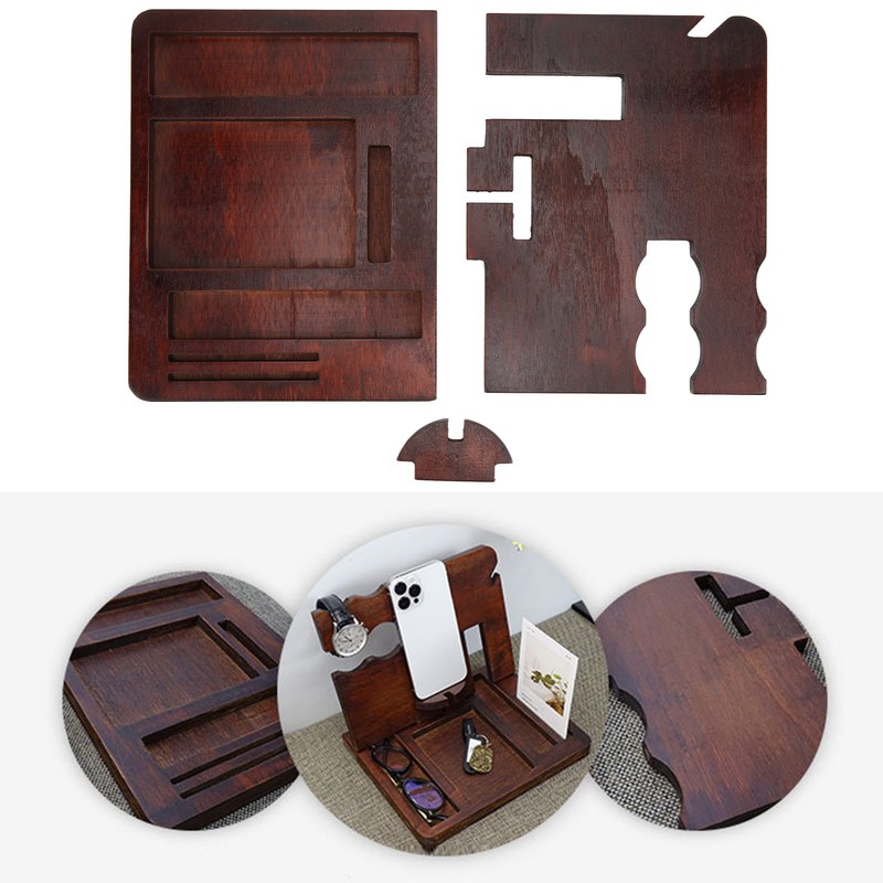 Wood Phone Docking Station Clear Texture Docking Station Organizer with