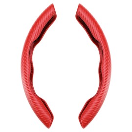 ECSiNG 2Pcs Car Anti Skid Steering Wheel Cover Replacement Carbon Fiber Steering Wheel Cover Car Steering Wheel Protector for Most Cars Red