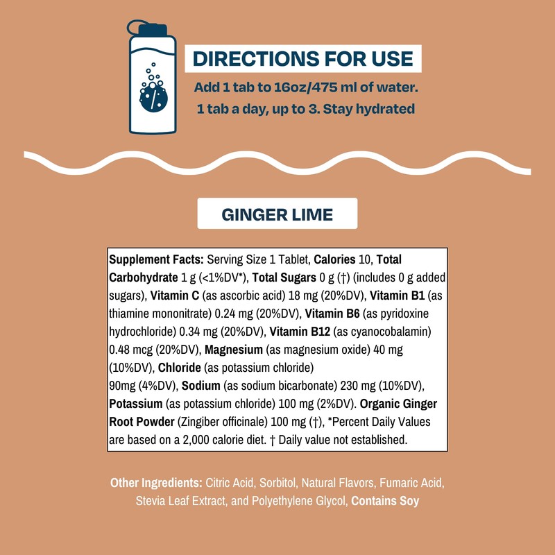 Drinklits Ginger Lime Electrolyte Tablets for Hydration | Great Taste