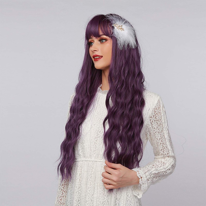 Peluca para mujer, peluca ondulada larga y rizada de color