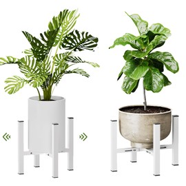 Sungaryard Adjustable Metal Plant Stand for Plants - Heavy Duty Outdoor Indoor Home Planter Holder Rack for 8"-13" Flower Pots, White (Plant Pot Not Included)