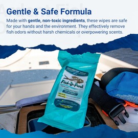 Ardent Fish D Funk Hand Wipes, 30 Per Pouch, Gentle, Non-Toxic Odor Eliminator for Tough Fish Smell, Single Use Wet Wipe, Fishing Gear for Boats and Kayaks, Made in USA