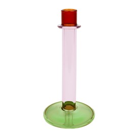 Novelty Tall Glass Candlestick Holder | Contemporary Christmas Table Decorations | Ideal Xmas Gift | Use as Home Décor, Stocking Filler, Secret Santa | | Size: Size: 19cm -Orange - Pink -Green