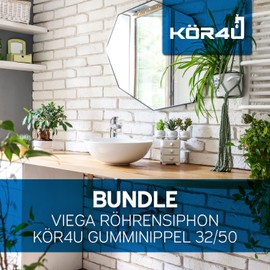 Viega Pipe Siphon Plus 101572 1 1/4 Inch x 32 mm, Chrome-Plated, Extended Immersion Pipe and Wall Pipe, Rubber Sleeve, Rubber Nipple by kör4u - for Drain Pipe 50 x 32 mm - Made in Germany