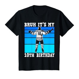 Kids Bruh It's My 10th Birthday Ice Hockey Boy 10 Year Old Hockey T-Shirt