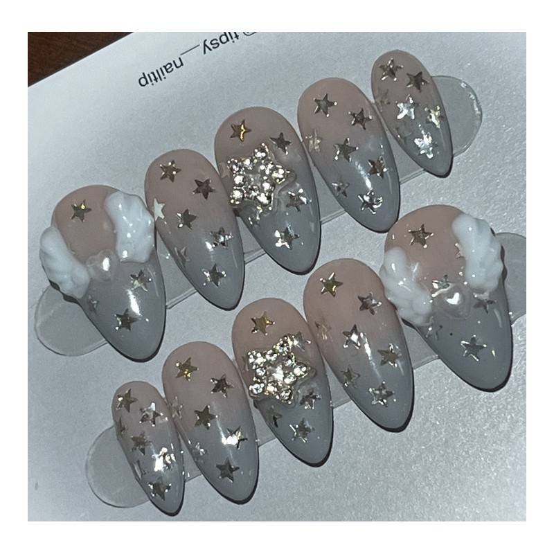 Twinkle Star Handmade Nail Tips - Short Square / 트윙클