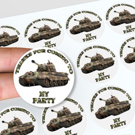 AK Giftshop Army Thank You Birthday Party Stickers for Party Bags & Sweet Cones (24 Stickers)