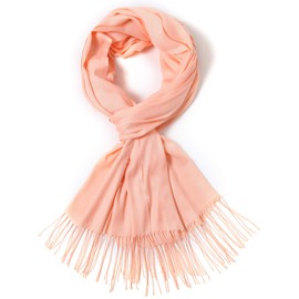 Pashmina Shawls and Wraps Large Scarfs for Women Wedding Party Bridal Long Fashion Solid Shawl Wrap with Fringes (pink peach)