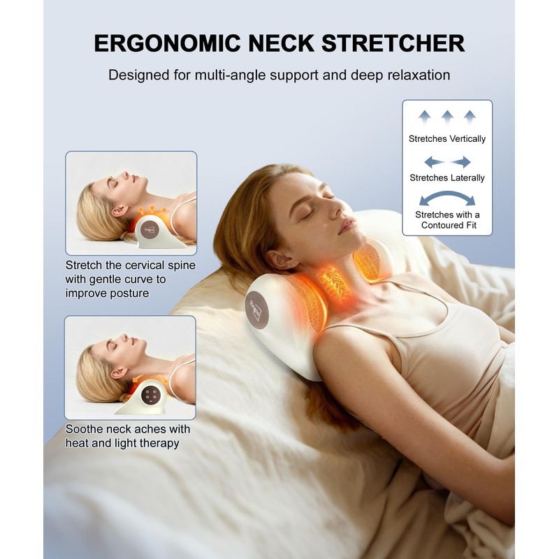 Neck Massager with Heat, Red Light & Vibration Adjustable, Heated