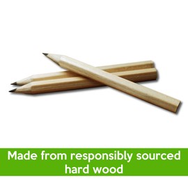 Essential Arts Pack of 288 (2 x 144) Small Half Size Wooden HB Hexagonal Pencils - Responsibly Sourced Wood - for School, Golf, Bookies, Bingo, Office and DIY - Ideal Single Use Pencils