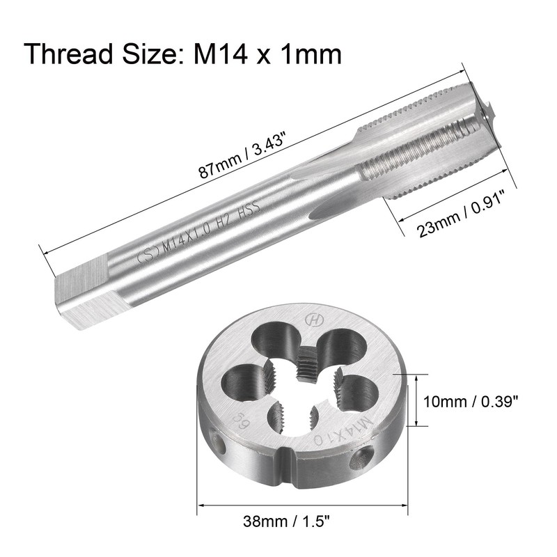 sourcing map M14 x 1mm Metric Tap and Die Set,