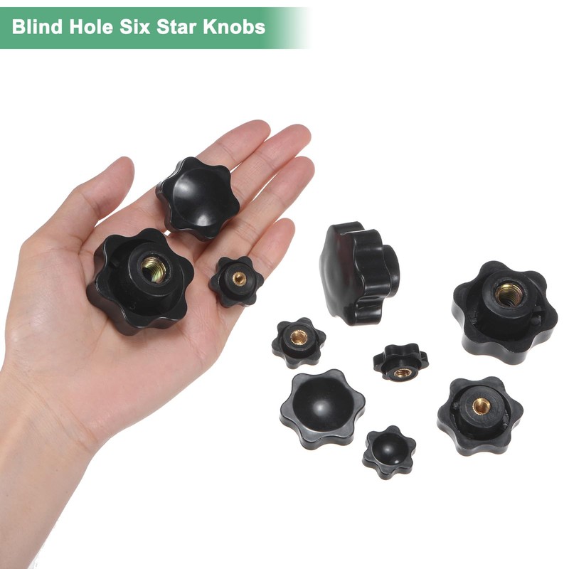 M METERXITY 4-Pack 6 Star Knobs, M6 Female Thread 38mm