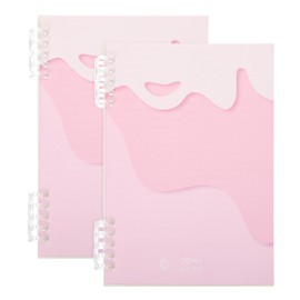 PATIKIL 8"x6" Inch Spiral Notebook, 2 Pcs Reusable Discbound Journal Binder, Refillable Planner for Meeting Work Graduation Birthday Gift, Pink