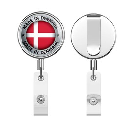 Made in Denmark Round ID Badge Key Card Tag Holder Badge Retractable Reel Badge Holder with Belt Clip