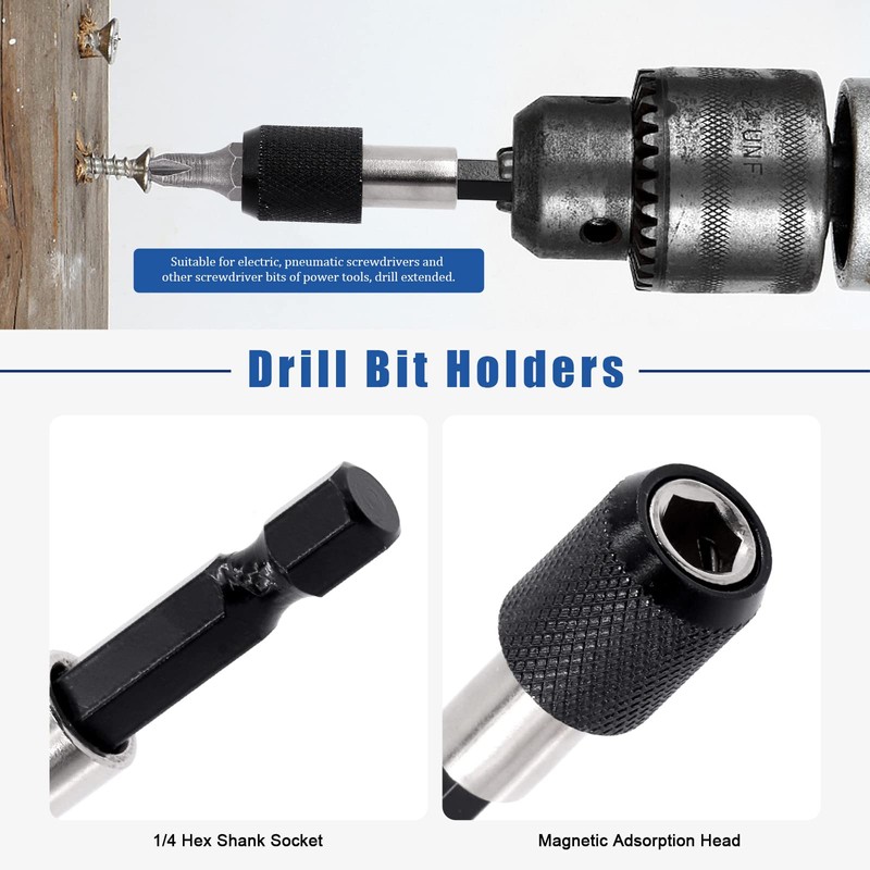 Glarks 24Pcs Flexible Drill Bit Extension Set, 105° Right Angle