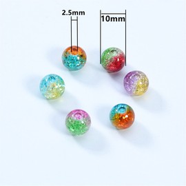 200PCS Colored Acrylic Crystal Beads Round Crackle Glass Beads for Jewelry Making Bracelet Earring Necklace Keychains Adults Kids Beading DIY Art Craft Projects Christmas Ornament Birthday Gifts,10mm