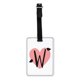 Gift Base Letter W Heart Alphabet Visual Luggage Tag with Black Strap