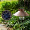 HUYIENO 2Pack Solar Metal Hanging Lantern with Shepherd Hook Outdoor