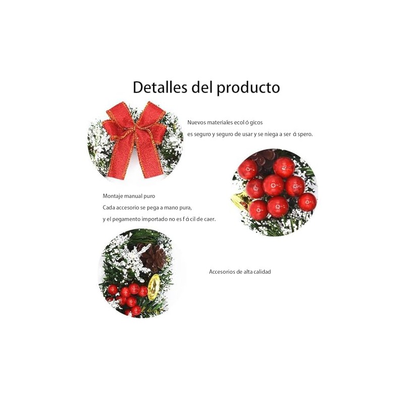 masoe Corona de Navidad para Puerta，Guirnalda Navidad, Corona de Navidad,