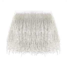 AWAYTR 1 Yard Beaded Fringe Trim - 6in Wide Glass Beaded Fringe for Dress Clothing and DIY Crafts (Silver)