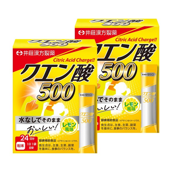 井藤漢方製薬 クエン酸 500 スティック 約24日分 2gX24袋 クエン酸食用 レモン風味 クエン酸サプリメント×2個