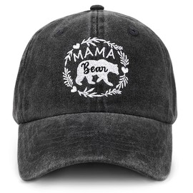 Mama Bear Hats,Girl Mom Gifts for New Mom, First for Women,Black Adjustable Baseball Hat Mama Gifts from Daughter