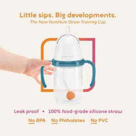 NumNum Baby Straw Training Cup, Weighted Toddler Spill Proof Sippy Cup with Straw for 6-12 Months, Toddler Drinking Cups, Baby Essentials (1-Pack, Orange)