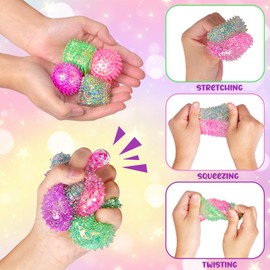 4Pcs Stress Cube Squishy Spiky Stress Balls for Adults, Sensory Squishy Fidget Toys for Kids ,Squeeze Cube Malt Sugar Spiky Ball, Slow Rise Color Spiky Stress Cube for Anxiety Relief