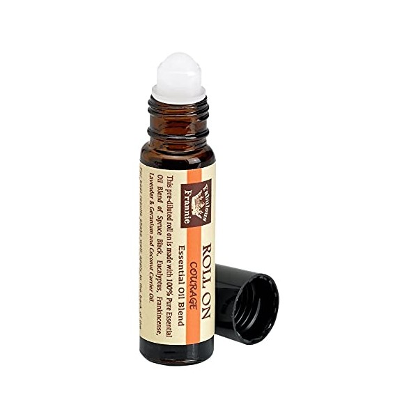 Fabulous Frannie Courage Essential Oil Blend Roll On 10ml Made with Lavender, Bitter Orange, Bergamot and Clary Sage Essential Oils and Coconut Carrier Oil.