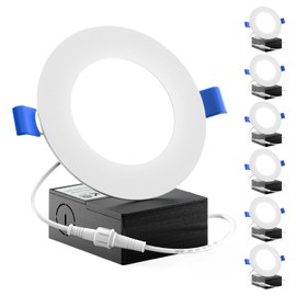 Sunco 6 Pack 4 Inch LED Recessed Lights, Slim Canless Ceiling Lighting, 650 LM, 10W (60W Equivalent), 3000K Warm White, Dimmable, Wafer Thin, Ultra Thin with Junction Box ETL