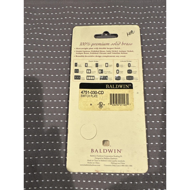 Baldwin Brass Classic Single Toggle Switch Plate in Satin Nickel