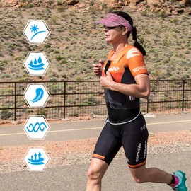 Arcweg Visor Elastic Sun Shield with Terry Cloth Headband Portable Sweat Absorbing Sun Hat Visor Hat Sports Cap Visor for Tennis Running Golf Hiking, Black+red