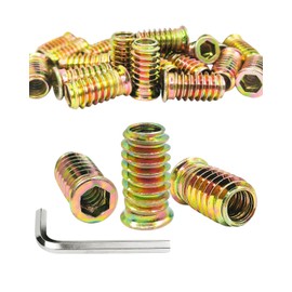 KGDUYC Pack of 20 Ramp Sleeve M8 x 25 mm - Sleeve Nut M8 Hex Hex Threaded Sleeve Screw-In Nut M8 Thread Adapter Hexagon Socket Thread Sleeve Screw Thread Wood for Wooden Furniture