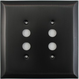 Jumbo Stamped Oiled Rubbed Bronze Two Gang Push Button Wall Plate
