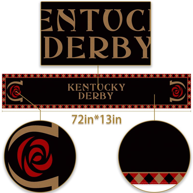 Pudodo Run for The Roses Table Runner Derby Horseshoe Horse