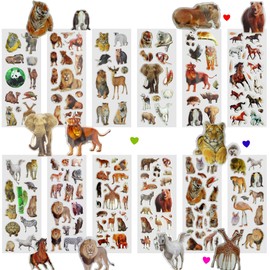 Creammuffin Stickers Party Supplies Kits for Toddlers, Children 3D Puffy Animal Stickers Tiger Sticker- Over 180 Stickers (Real Animal)