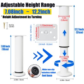 HAIYUU Furniture Foot, Height Adjustable, Pack of 4 Furniture Feet, Black Metal, Adjustable Steel Bed Feet, Replacement Support Feet, Table Legs for Furniture, Sofa, Bed, Bedside Table, Cabinet