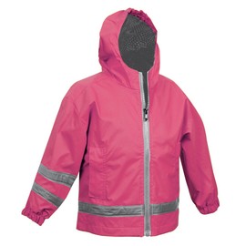 Charles River Apparel Toddler, Children, Youth New Englander Rain Jacket - Unisex Waterproof Jacket with Hood - Hot Pink/Reflective (Size 3T)